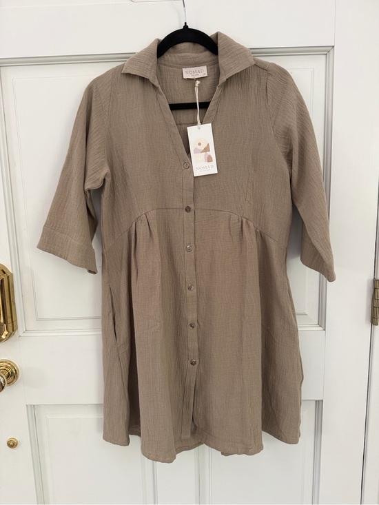 Nomad the Label Dresses & Skirts - Nomad the Label Bria Mini Cotton Dress/Tunic/ Coverup, Mushroom color, NWT